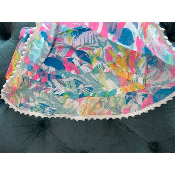 Lilly Pulitzer Girls Mini Franni Top Pom Pom Lace Printed Cotton Size Medium 6-7 - Picture 3 of 4